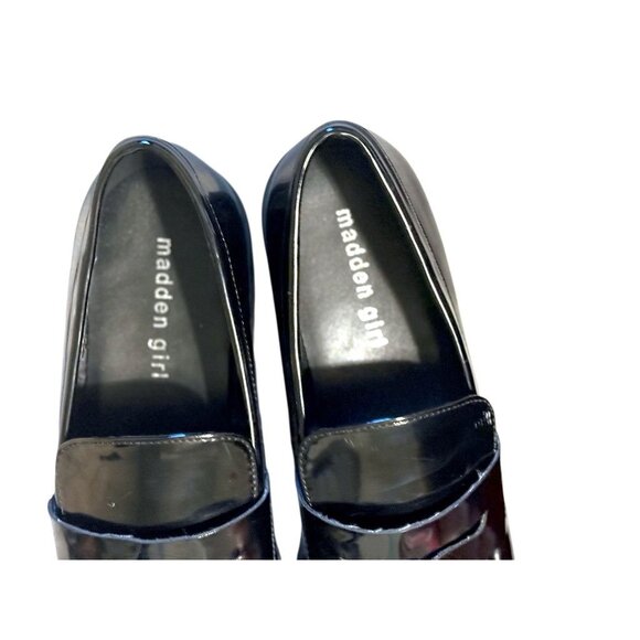 Madden Girl Womens Black Patent Leather Loafers Size 8M Slip-On Round Toe NWOB - Picture 10 of 10